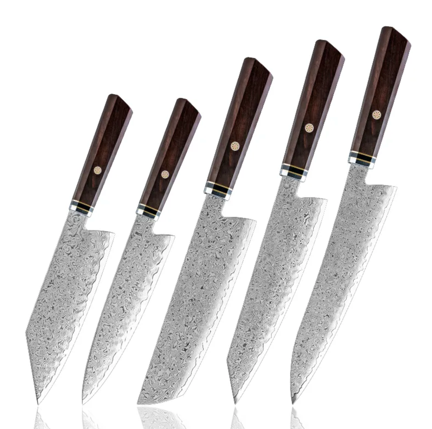 Tetsujin set of 6 Damascus kitchen knives