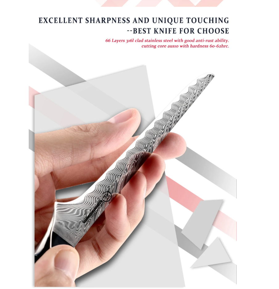 Kurogane Damascus kitchen knives set of 8 knives