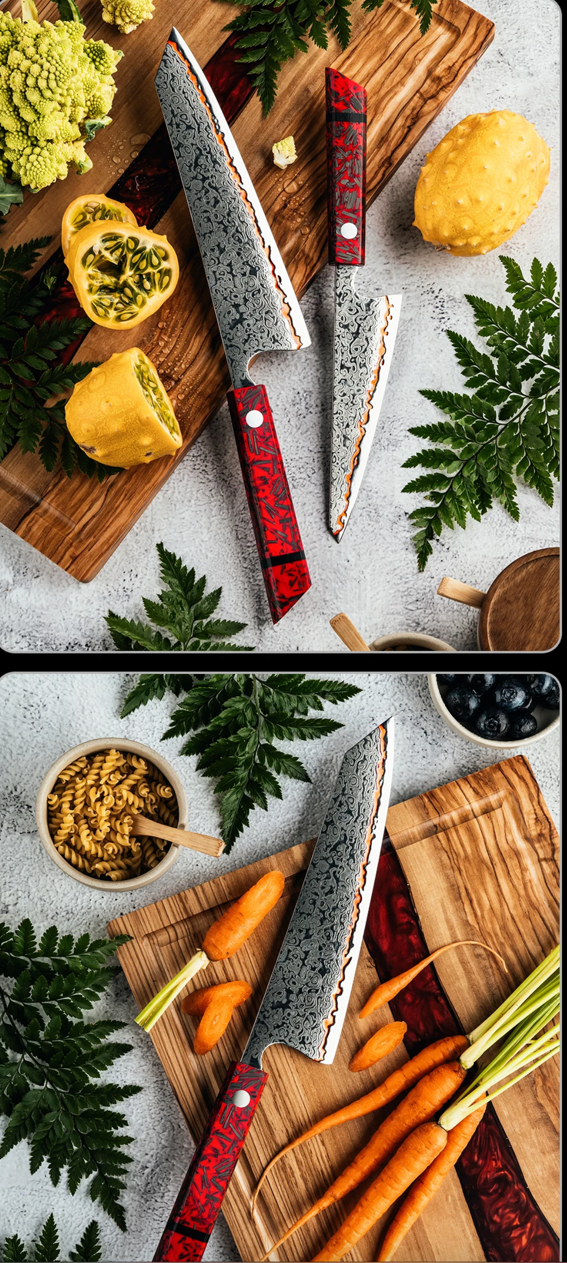 Akaryu set of 2 premium Damascus knives