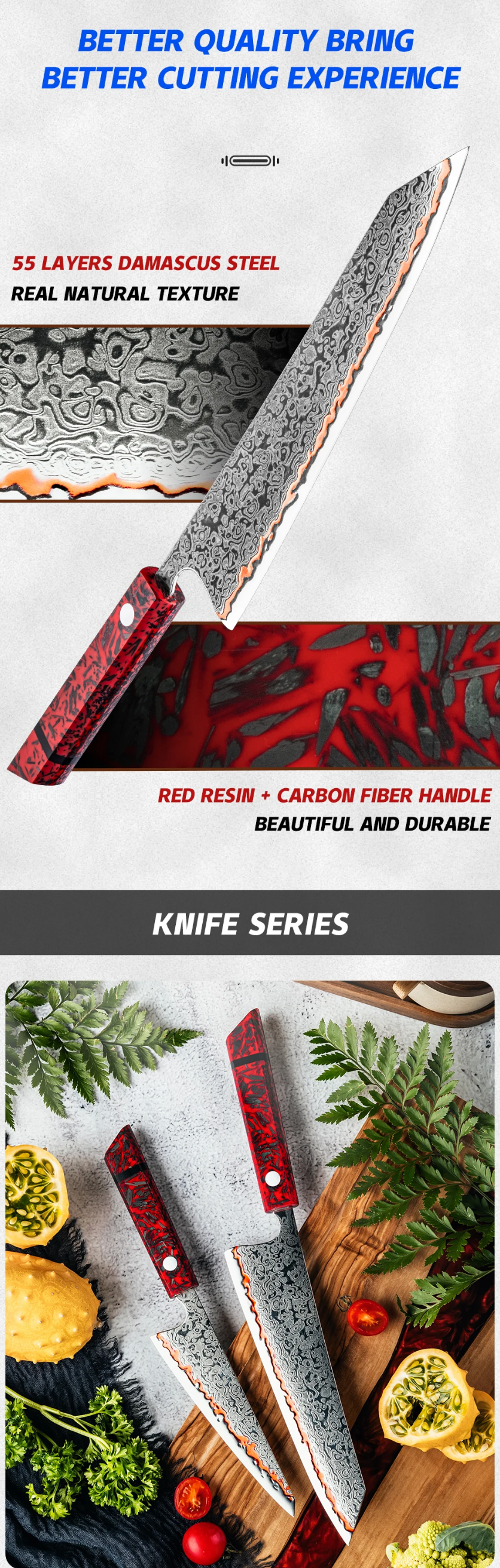 Akaryu set of 2 premium Damascus knives