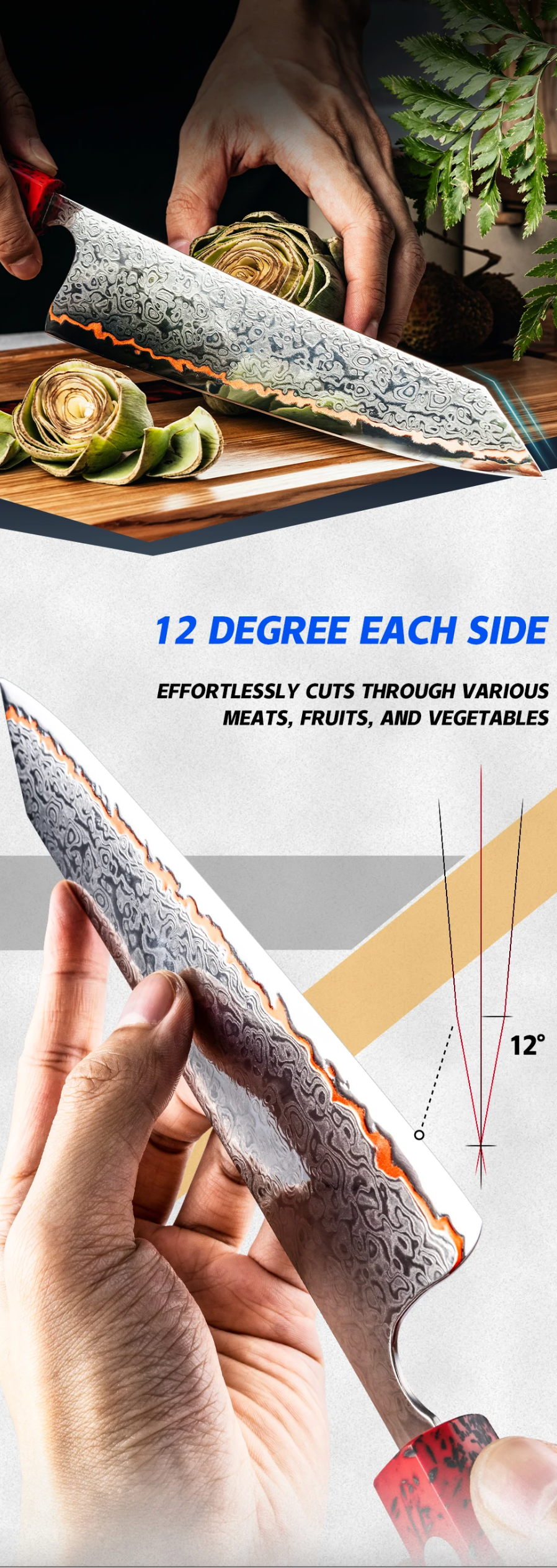Akaryu set of 2 premium Damascus knives