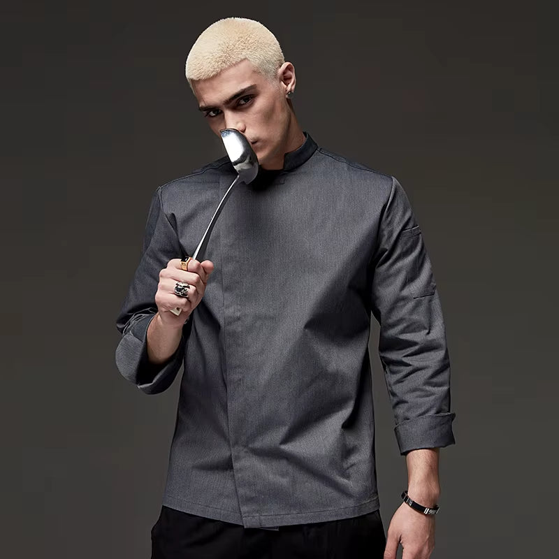 High Quality Chef Jacket Long Sleeve Unisex Kitchen Cooking Uniform Restaurant Cafe Bakery Shop Barber Shop Waiter Work Shirt