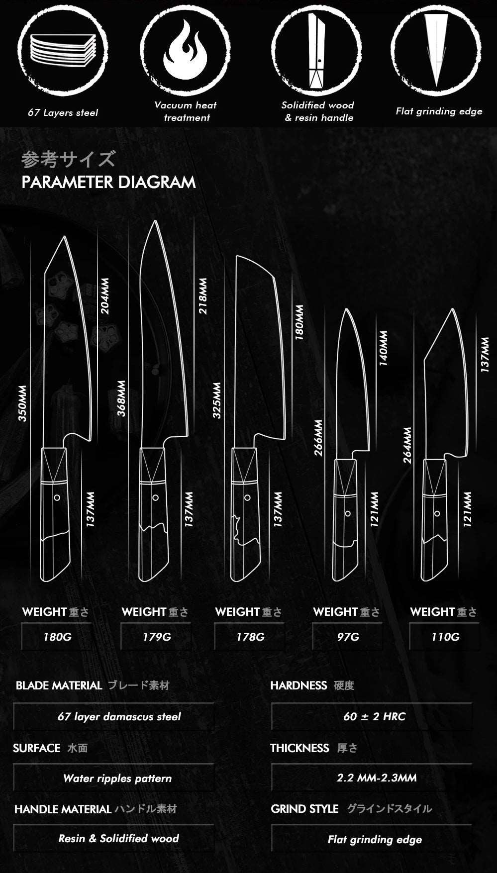 Katsumi set of 5 premium knives