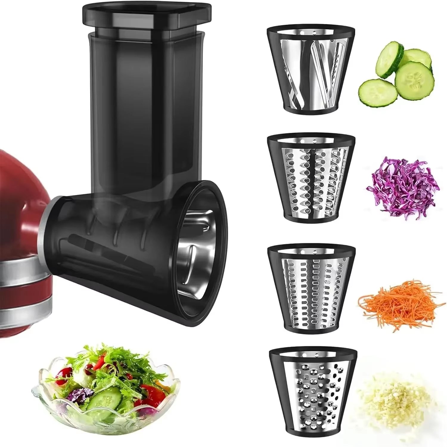 For Kitchenaid Stand Mixer Slicer Shredder Attachment for Kitchenaid Kitchen Aid, Slicer Attachment with 4 Blades