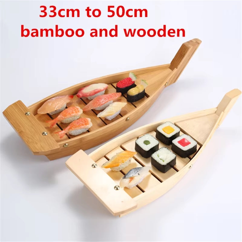 Japanese Cuisine Boats Sushi Tools Wood Handmade Simple Ship Sashimi Assorted Cold Dishes Tableware Bar Sushi Set Sushi