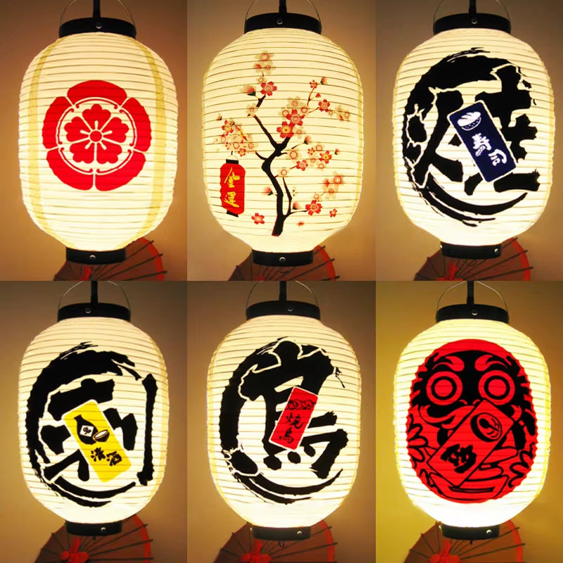 Japanese Sushi Lantern Restaurant Bar Advertising Lantern with Accessories Festival Izakaya Sushi Ramen Lanterns Hanging Decor
