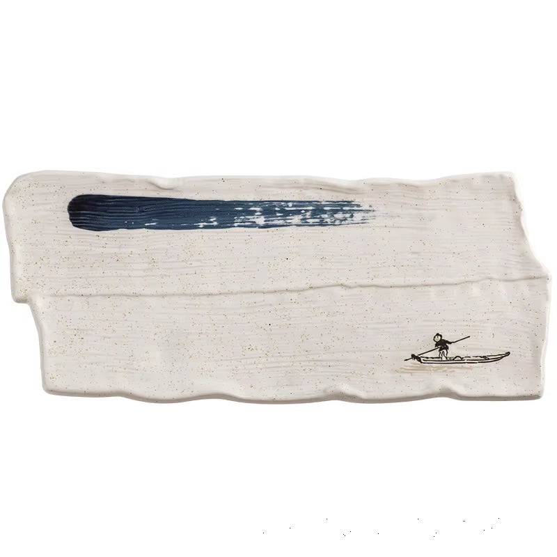 Large Ceramic Plates, Large Size Plates, Sushi Plates, Barbecue Wings Plates and Creative Rectangular Cumin Ribs Flat Plates