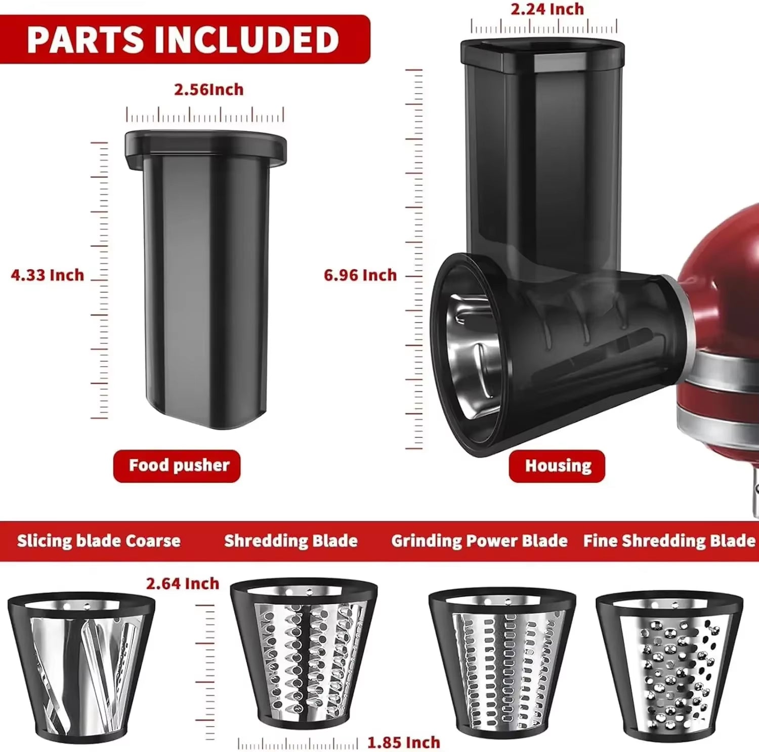 For Kitchenaid Stand Mixer Slicer Shredder Attachment for Kitchenaid Kitchen Aid, Slicer Attachment with 4 Blades