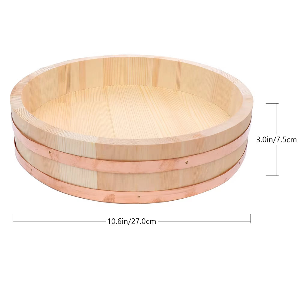 Japanese Rice Tub Sushi Bowl Serving Hangiri Wood Accessory Making Cooling Salad Salmon Oke Bucket Wooden Mixing Japanese