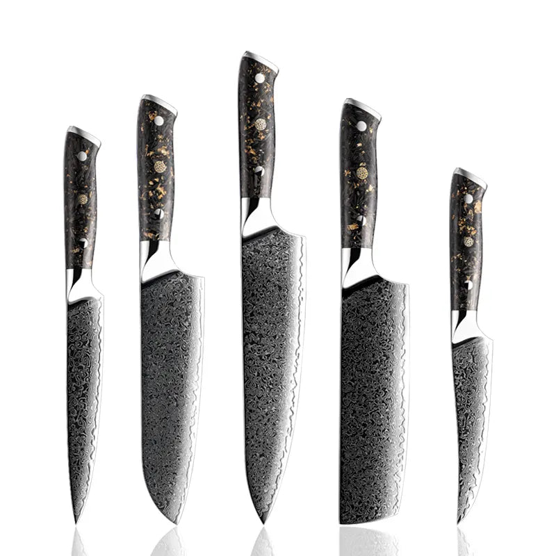 kitchen knives set of 5 gold blossom