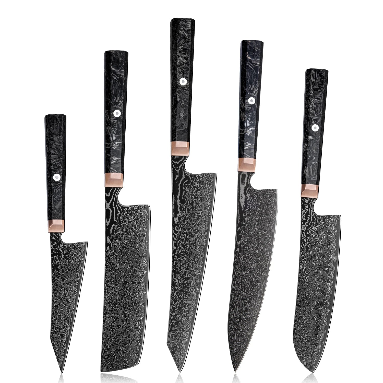 kaizen Damascus kitchen knives collection