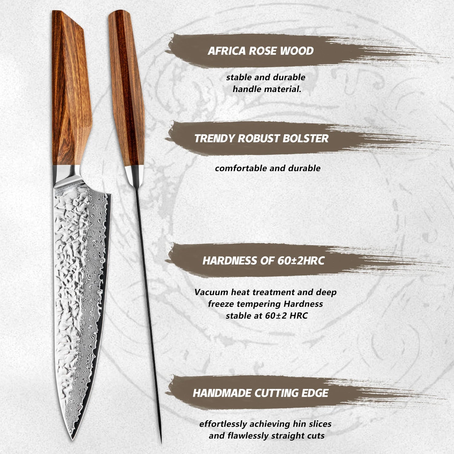 Pakka Damascus kitchen knives set of 7