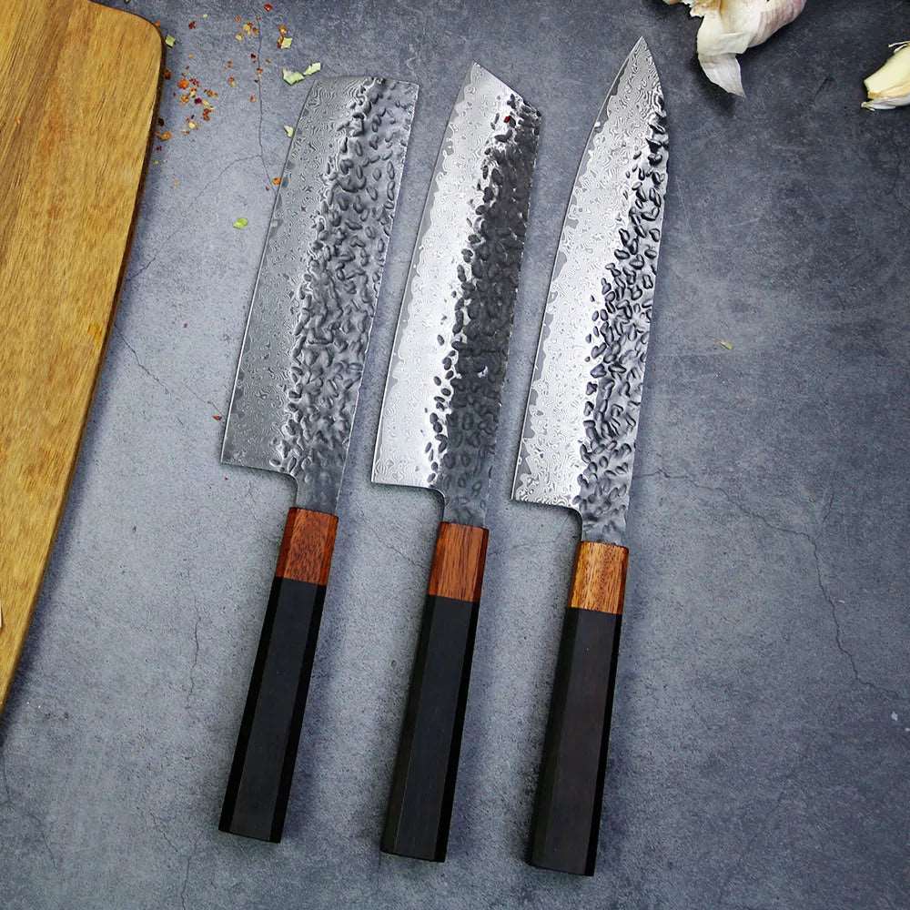 Akai chef knife / nakiri / kiritsuke (all set including and 3Pcs Cooking Tweezers )