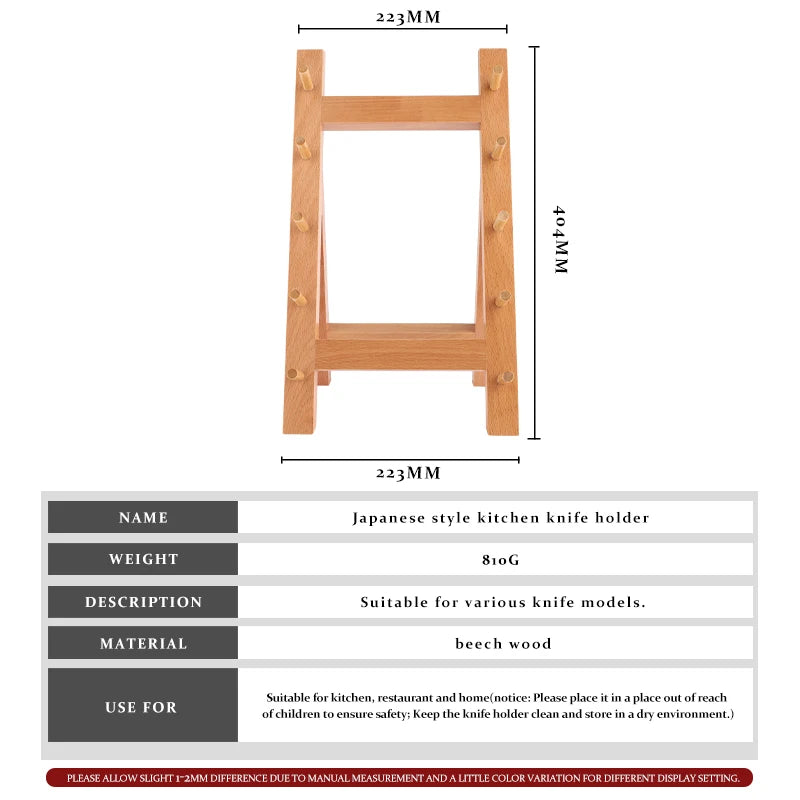 Japanese Kitchen Knife Holder Eco Friendly Natural Beech Wood 5Layers Splice Block Kitchen Knife Set Holder
