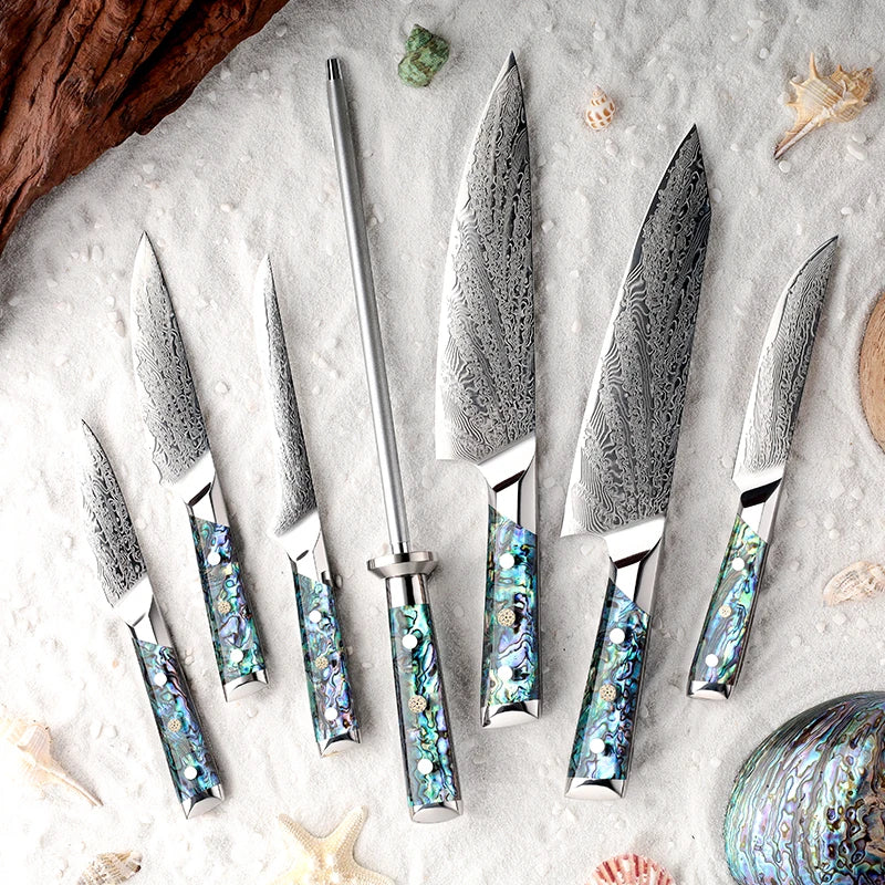 Mizukiri kitchen knives Damascus steel collection