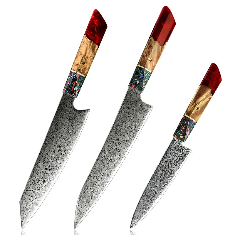 Katsumi Damascus steel kitchen knives collection