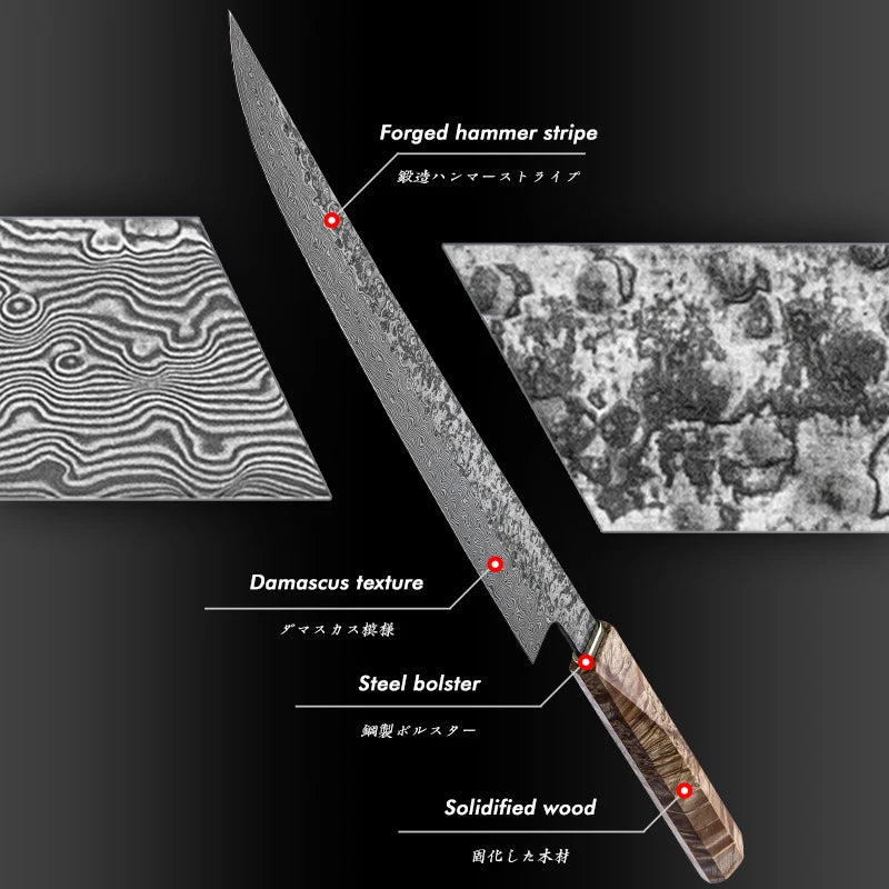 Kurosaki Yanagiba Damascus Steel Set - Professional 2-Piece Sushi Knife Collection