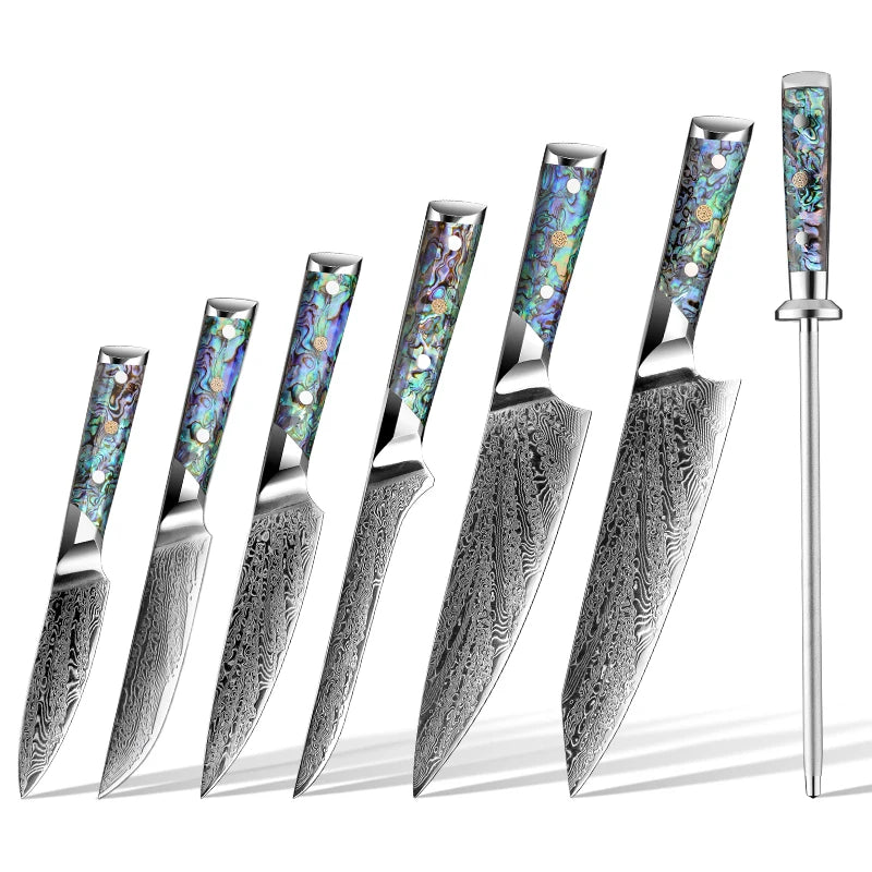 Mizukiri kitchen knives Damascus steel collection