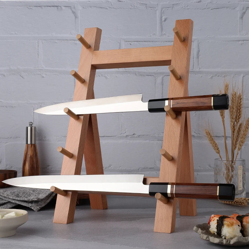 Japanese Kitchen Knife Holder Eco Friendly Natural Beech Wood 5Layers Splice Block Kitchen Knife Set Holder