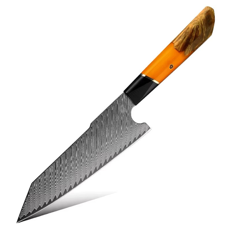 Hurakani Damascus Steel Knife Set 5 Piece | Wood Resin Handle Kitchen Knives