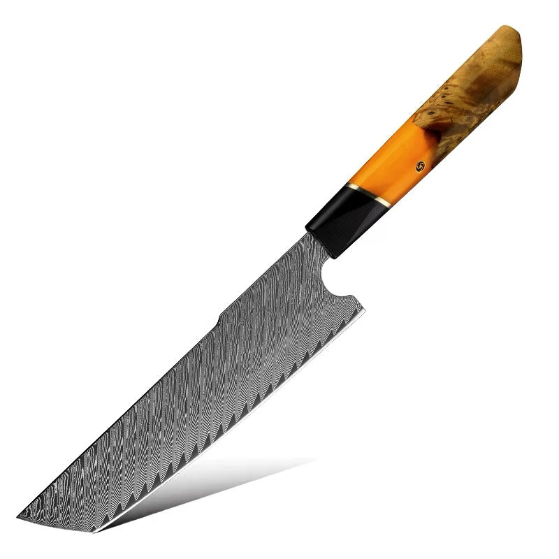 Hurakani Damascus Steel Knife Set 5 Piece | Wood Resin Handle Kitchen Knives