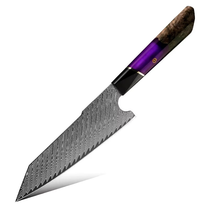 Hurakani Damascus Steel Knife Set 5 Piece | Wood Resin Handle Kitchen Knives