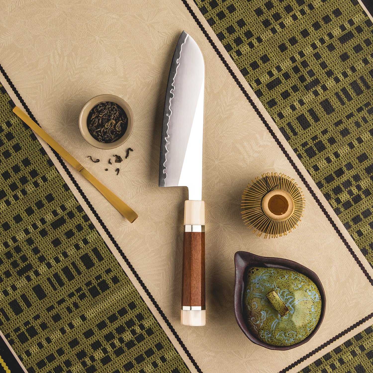 Inari Okami Santoku 175mm Damascus Steel Knife - Mirror Polish Japanese