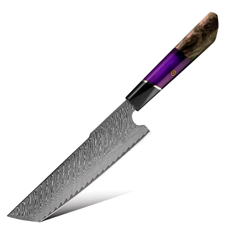 Hurakani Damascus Steel Knife Set 5 Piece | Wood Resin Handle Kitchen Knives