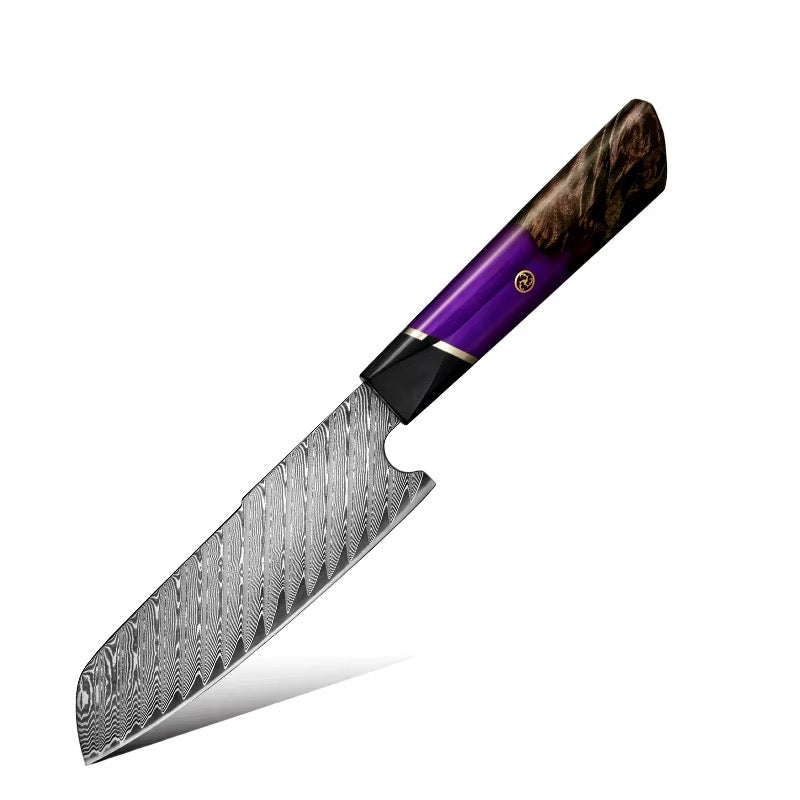 Hurakani Damascus Steel Knife Set 5 Piece | Wood Resin Handle Kitchen Knives