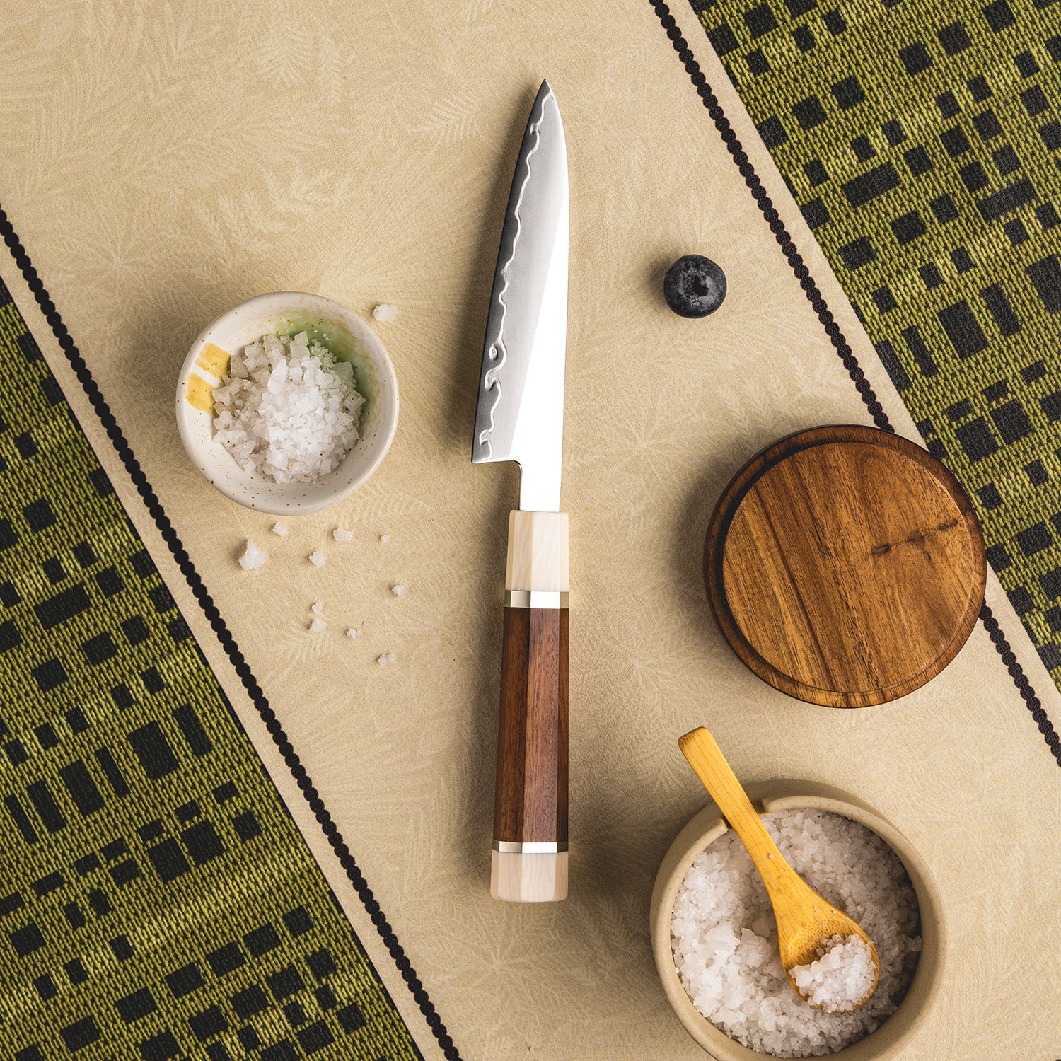 Inari Okami 120mm Damascus Steel Kitchen Knife - Mirror Polish Japanese Utility Knife