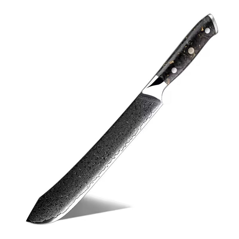 Knife with a black handle on a white background
