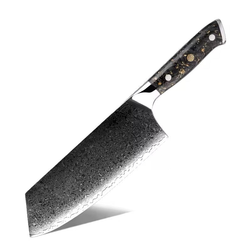 Damascus Steel Knife Set 15 Piece - Gold Blossom Black Carbon Fiber Kitchen Knives