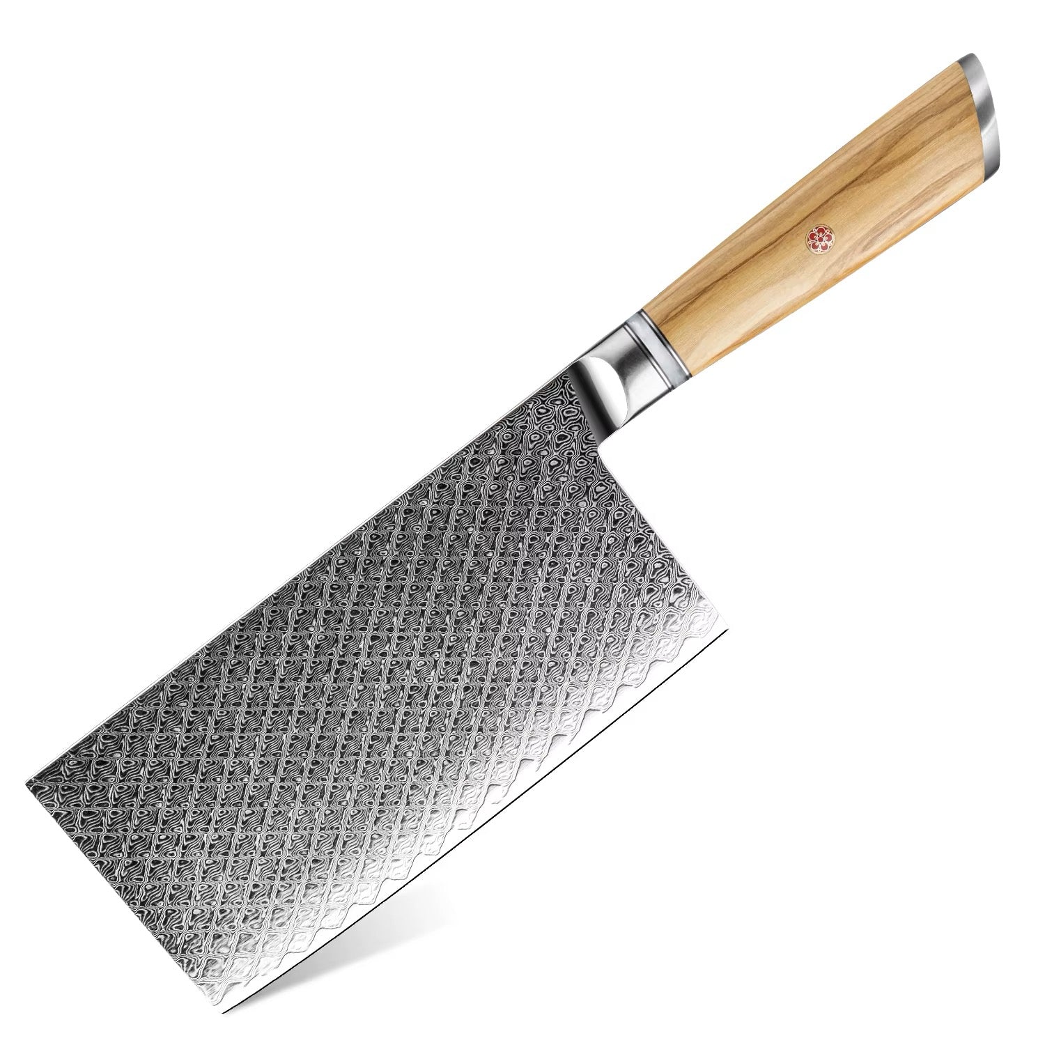 Kensei Damascus Steel Knife Set - 7 Piece Collection with Sharpener Rod & Olive Wood Handles
