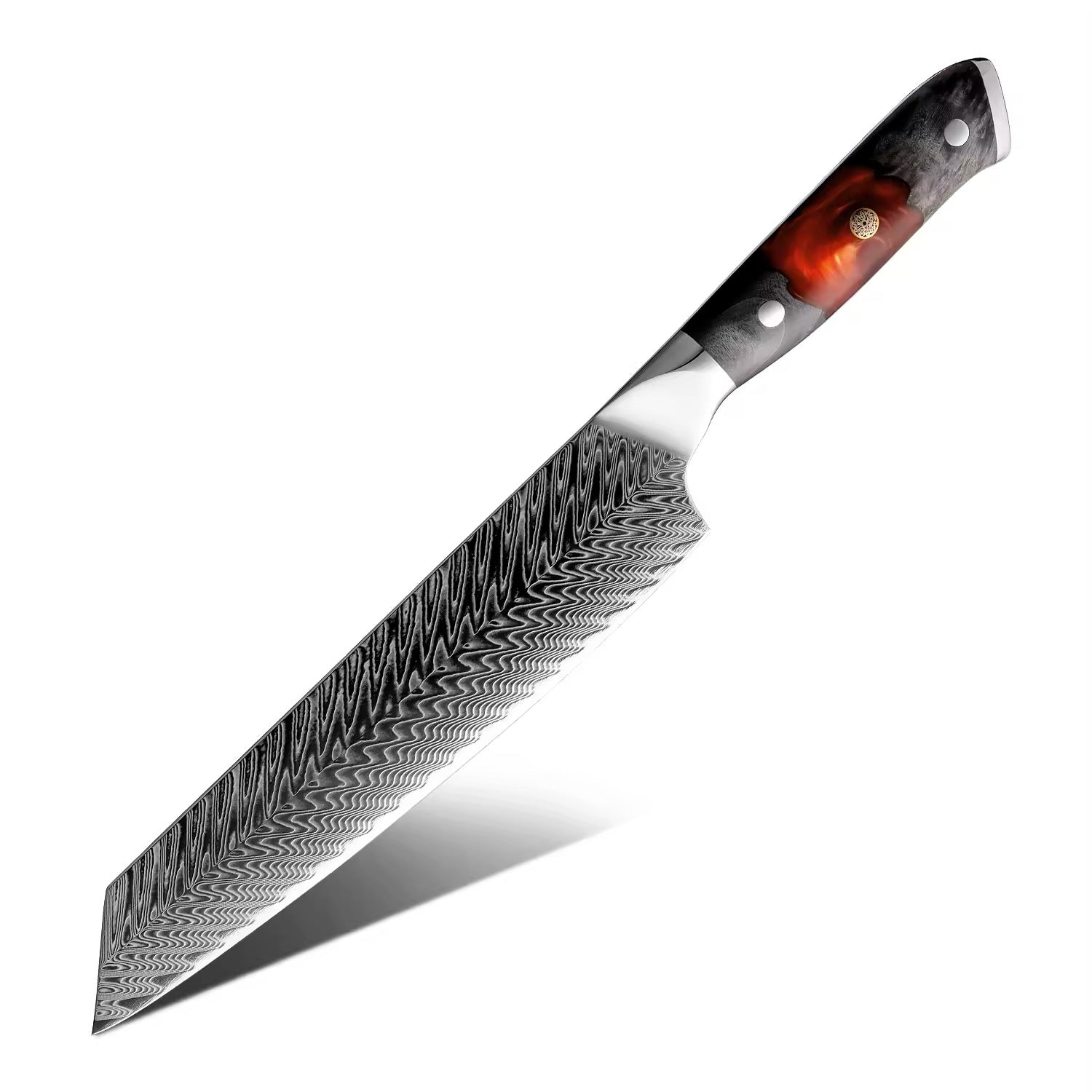 Damascus Steel Knife Set 8 Piece - Kurogane Japanese Kitchen Knives with Sharpener