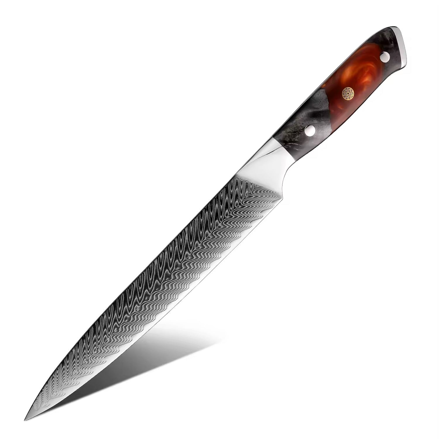 Damascus Steel Knife Set 8 Piece - Kurogane Japanese Kitchen Knives with Sharpener
