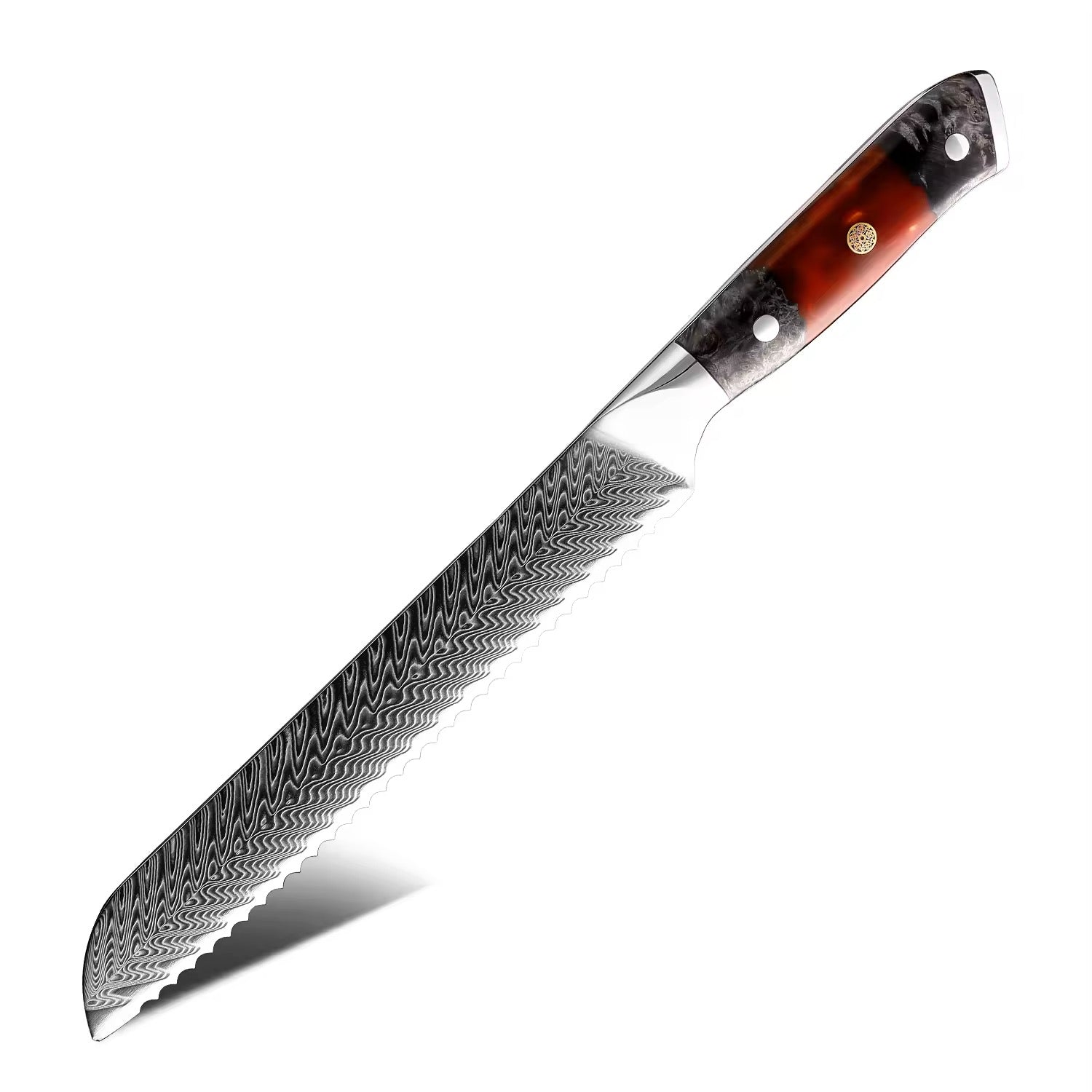 Damascus Steel Knife Set 8 Piece - Kurogane Japanese Kitchen Knives with Sharpener