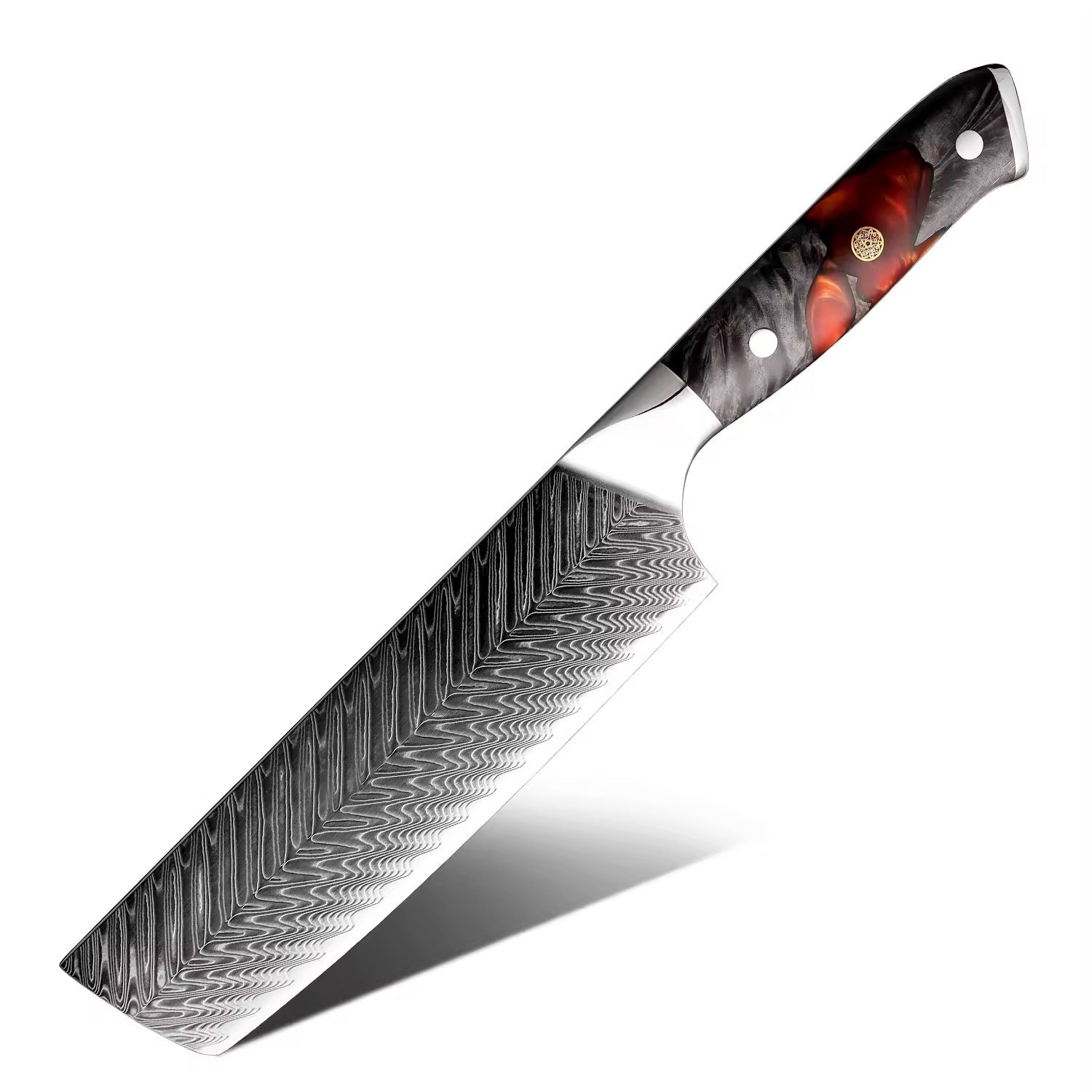 Damascus Steel Knife Set 8 Piece - Kurogane Japanese Kitchen Knives with Sharpener