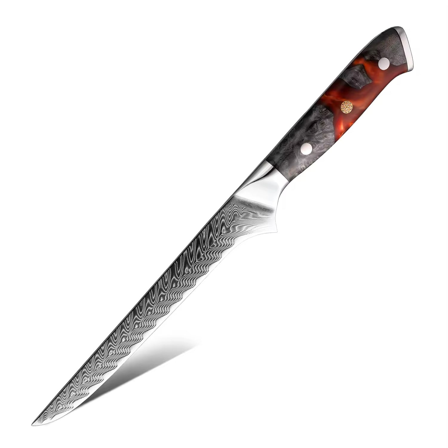 Damascus Steel Knife Set 8 Piece - Kurogane Japanese Kitchen Knives with Sharpener