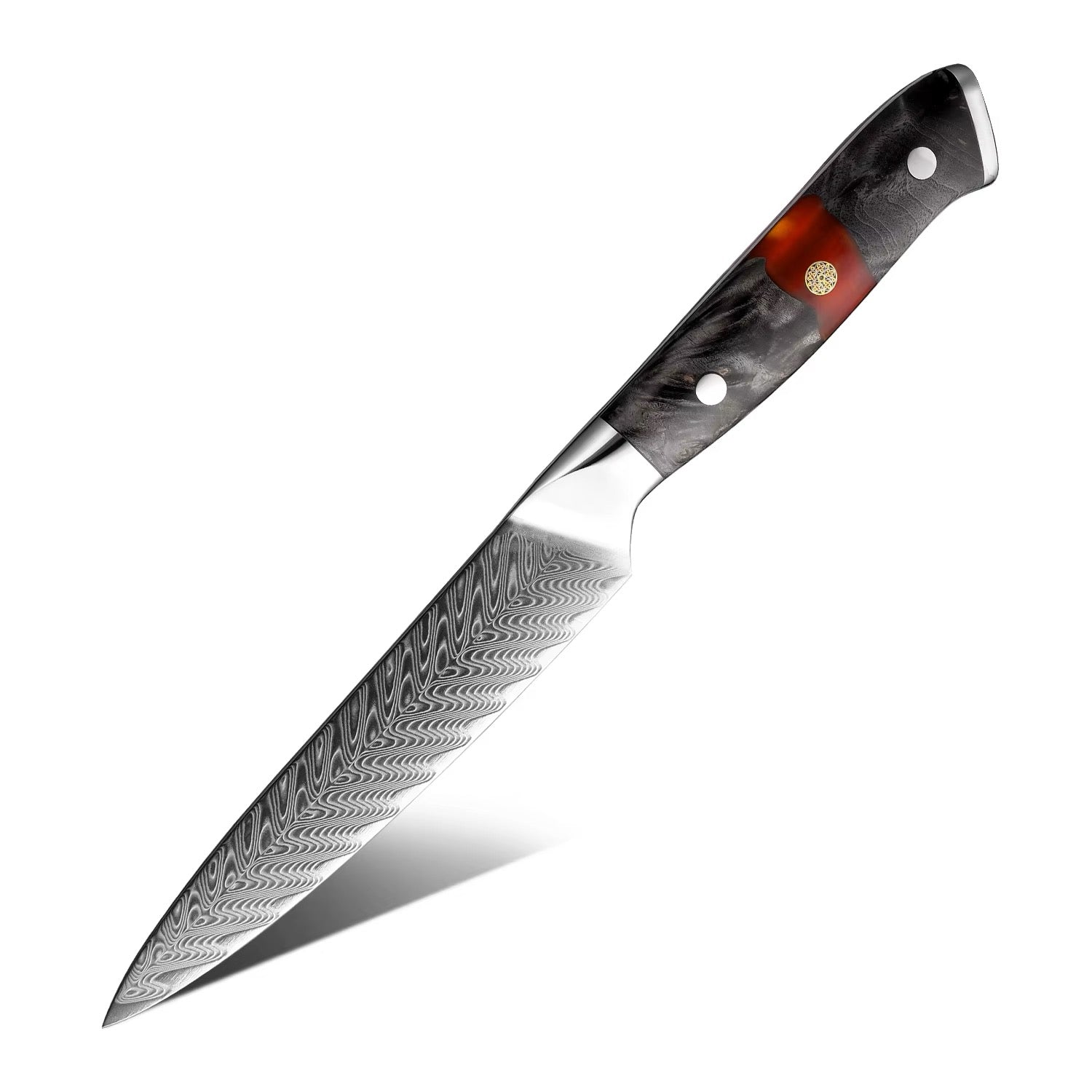 Damascus Steel Knife Set 8 Piece - Kurogane Japanese Kitchen Knives with Sharpener