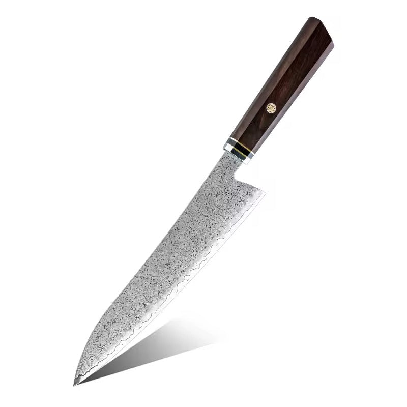 Kitchen knife with a wooden handle on a white background