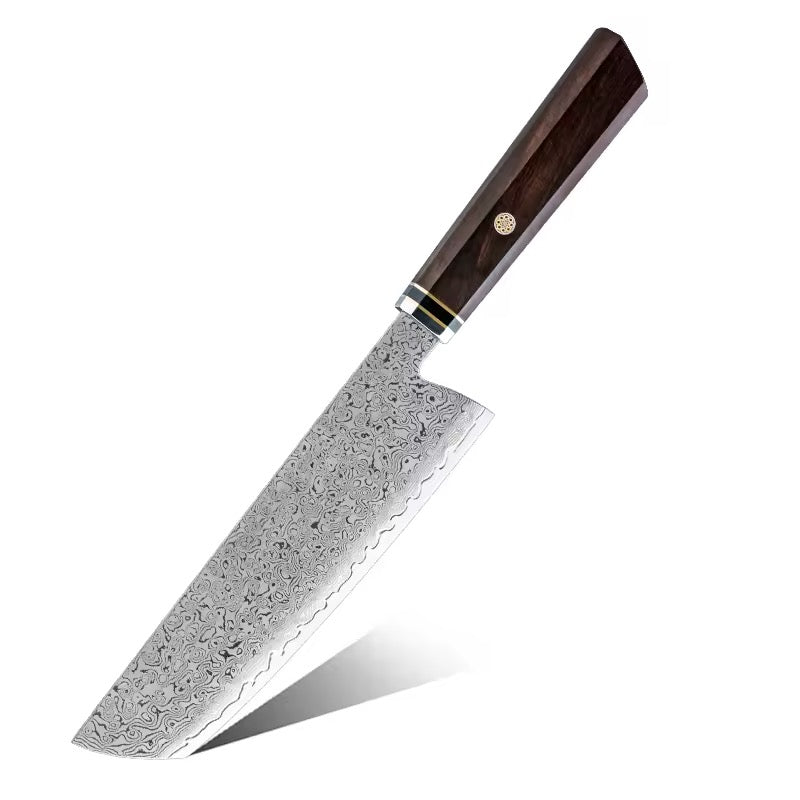 Kitchen knife with a wooden handle on a white background