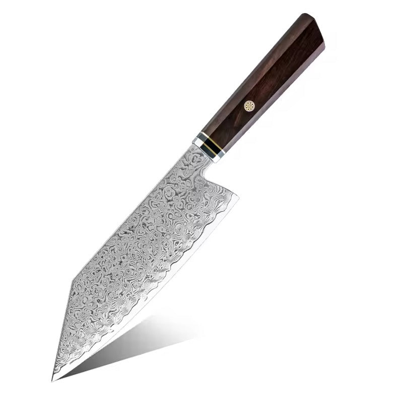 Decorative chef's knife with a wooden handle on a white background