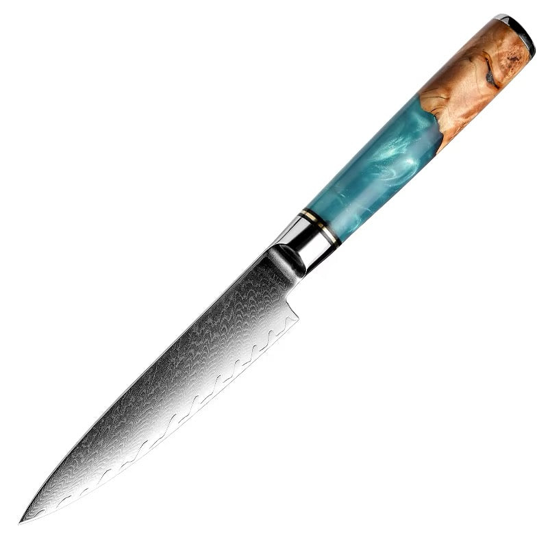 Knife with a turquoise handle on a white background