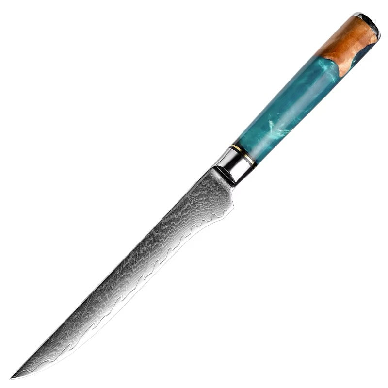 Knife with a turquoise handle on a white background
