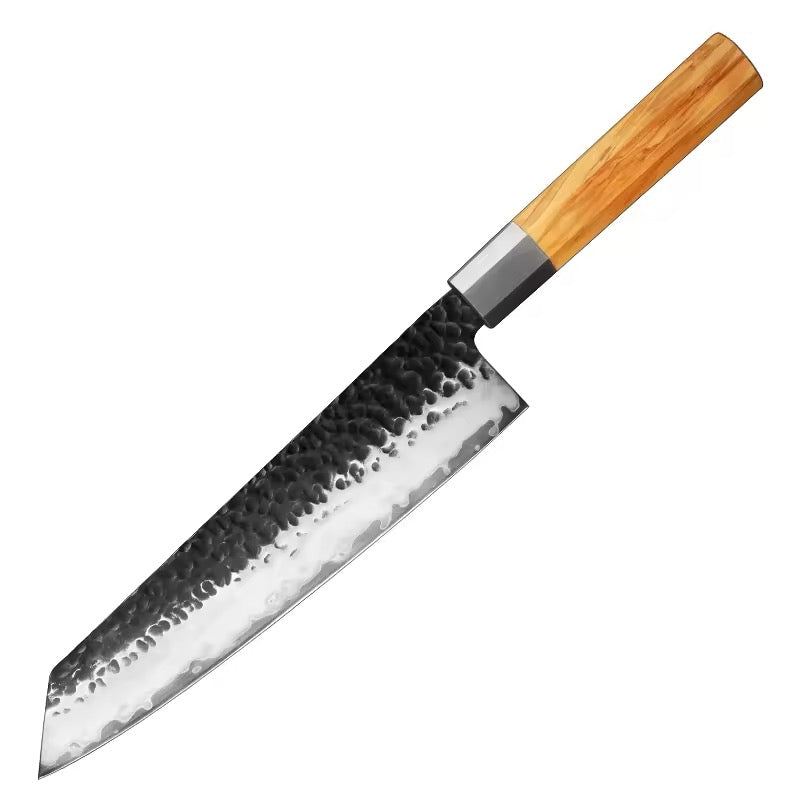 AUS-10 Damascus Knife Set - 5 Piece Collection with Olive Wood Handles