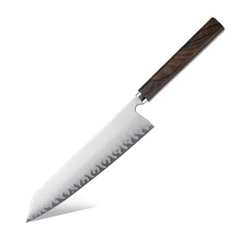 Knife with a wooden handle on a white background