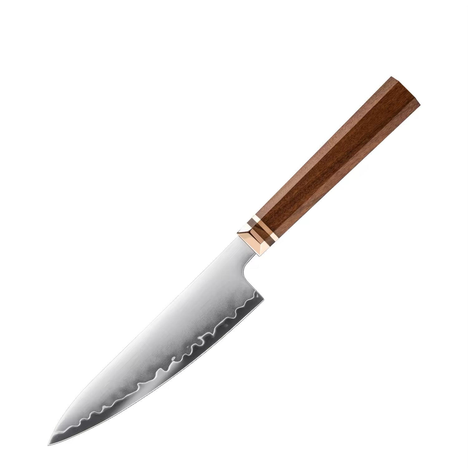 Knife with a wooden handle on a white background