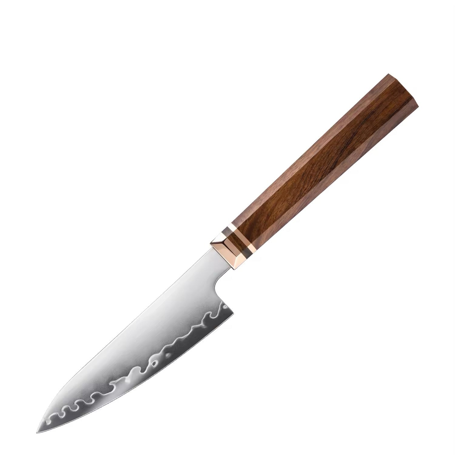 Knife with a wooden handle on a white background