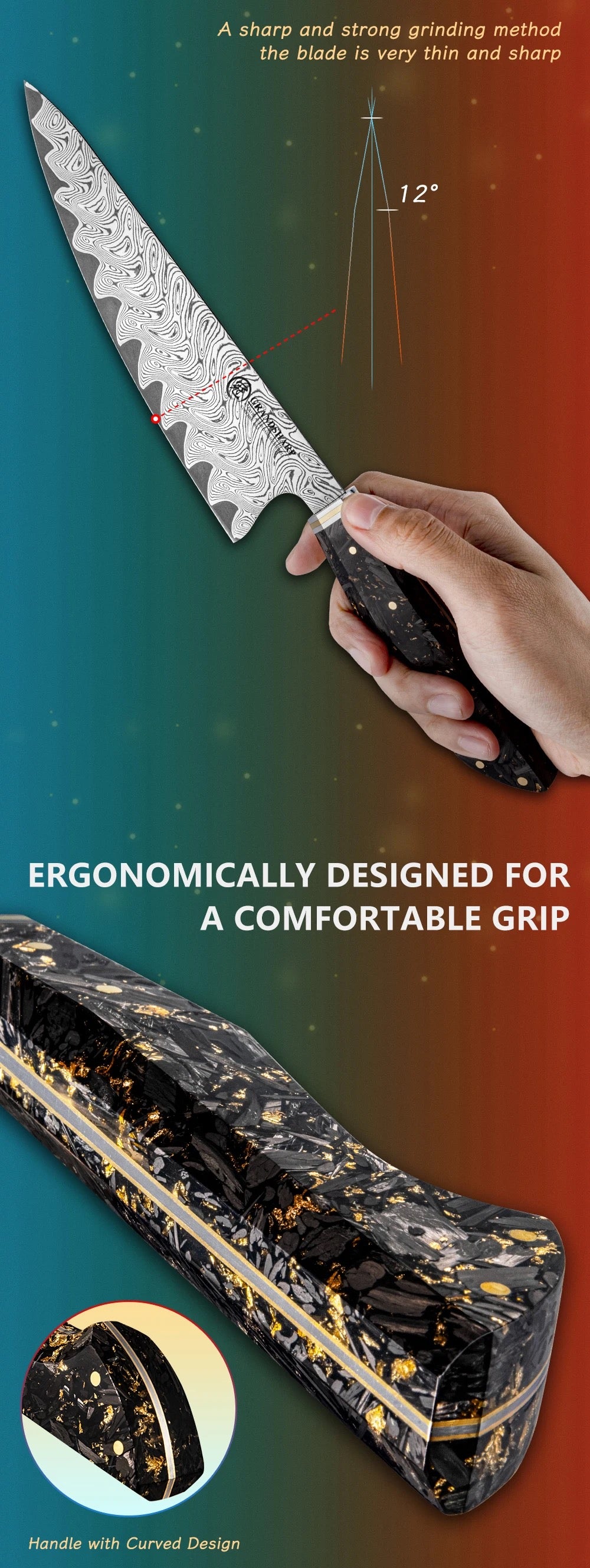 Kurogane Damascus Steel Kitchen Knife Series - Premium 7-Piece Professional Collection