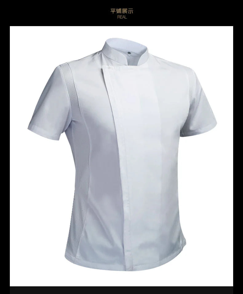Summer Chef Costume Cook Jacket Male Chef's White Shirt Restaurant Uniform Workwear Overalls Restaurantes